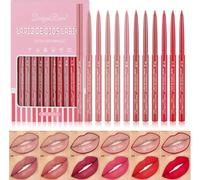Set 12 Pezzi di Lip Liner e Rossetti, Matte Waterproof Permanent Lip Gloss, Usato per la Decorazione e il Riempimento, Alta Resa Cromatica, Non Appiccicoso, Crea un Rossetto Perfetto per le Donne (#A)
