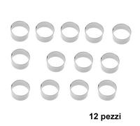 SET 12 PEZZI FORME STAMPI PER DOLCI TORTE BISCOTTI ROTONDE INOX 8X4CM PASTICCERI