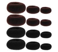 Set 12 Pezzi Hair Bun Donut in Nylon, Nero e Marrone