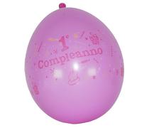 SET 12 PEZZI PALLONCINI PALLONCINO 1 COMPLEANNO ROSA BAMBINA FESTONI DECORAZIONE
