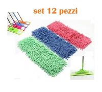 SET 12 PEZZI PANNO IN MICROFIBRA LAVABILE RICAMBIO SCOPA MOP SPAZZOLONE