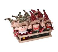 Set 12 Pupazzi Elfo in Tessuto verde rosso cm 26x18x23