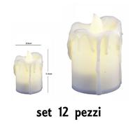 SET 12 PZ CANDELE LED LUMINI CON GOCCIA A BATTERIA LUCE DECORAZIONE TEALIGHT