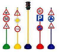 Set 12 Segnali Stradali e Semaforo Funzionante per Bambini - Modello B | Cartelli Traffico per Educazione Stradale, Aste Altezza 120 cm, Basi Zavorrabili, Ideale per Insegnamento Sicurezza Stradale