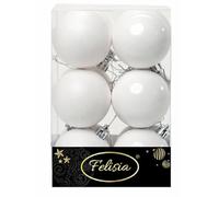 Set 12 Sfere di Natale in Plastica Ø 6Cm - Assortite Lucide e Opache - Vari Colori (Bianco)