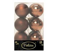 Set 12 Sfere di Natale in Plastica Ø 6Cm - Assortite Lucide e Opache - Vari Colori (Brown Coffee)