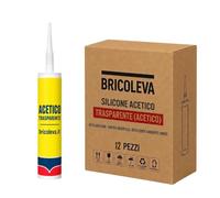 Set 12 Silicone Acetico Trasparente per Legno per Sigillare o Stuccare - Uso Interno - Sigilliante per Fori, Fessure e Crepe (Acetico Trasparente, 12 Pezzi)