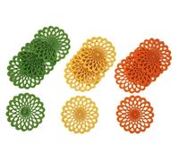 Set 12 sottobicchieri in feltro d. 12 cm (4 verdi + 4 gialli + 4 arancioni)