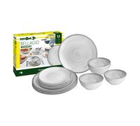 BRUNNER Set stoviglie da Campeggio (Set 12 Pezzi) per 4 Persone - Midday Bellagio - in melamina Stone Touch di Alta qualità, Antiscivolo e Resistente