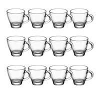 Set 12 Tazzine in Vetro per Caffè Ginseng e Orzo 90 ml di Capacità con manico