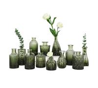 Set 12 Vasi Decorativi in Vetro con Forme e Misure Assortite per Fiori e Centrotavola