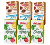 Set 120 Capsule Ristora - 60 cappuccino da zuccherare + 60 Tè al Limone - Compatibili con Macchine ad uso domestico Nespresso* - Bevande Solubili - 100% Made in Italy - Prodotto Originale