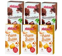 Set 120 Capsule Ristora - 60 Crème Brûlée + 60 Cioccolato - Compatibili con Macchine ad uso domestico Nespresso* - Bevande Solubili - 100% Made in Italy - Prodotto Originale