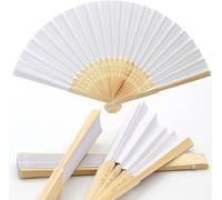 SET 120 VENTAGLI VENTAGLIO MATRIMONIO BAMBU BAMBOO CARTA BIANCHI SPOSA WEDDING