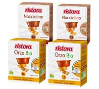 Set 128 Capsule Ristora miste per macchine ad uso domestico compatibili con il sistema A Modo Mio* 64 orzo 64 nocciolino