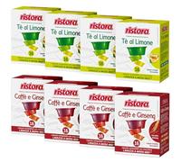 Set 128 Capsule Ristora miste per macchine ad uso domestico compatibili con il sistema A Modo Mio* 64 the al limone 64 ginseng
