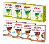 Set 128 Capsule Ristora miste per macchine ad uso domestico compatibili con il sistema A Modo Mio* 64 caffè macchiato 64 the al limone