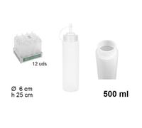 SET 12PZ BOTTIGLIE DOSATORE PLASTICA BECCUCCIO PER SALSE CONDIMENTI 500ML 102785