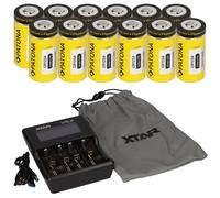 Set 12x PATONA CR123A 3,6V Batteria + XTAR VC4 Caricatore Li-Ion/NiMH