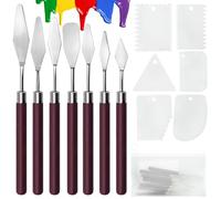 Set 13 Spatole per Pittura Acrilica e Olio, Coltelli da Tavolozza con Manico in Legno, Palette Knife per Artisti, con Custodia Lavabile, Ideali per Pasta Strutturata e Tecniche Creative