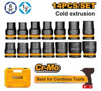 Set 14 Bussole a Impatto 1/2" - Professionali INGCO da 10 a 27 mm in Valigetta