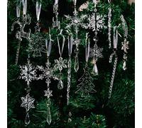Set 14 Pezzi Ornamenti Acrilici Trasparenti per Albero di Natale e Decorazioni F
