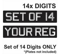 Set 14x 3d Gel ARGENTO cifre per targhette nere resina a cupola fare fai da t...