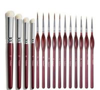 Set 15 Pennelli Miniatura Drybrush in Legno per Acrilici Modellismo DND