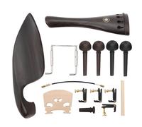 Set 15 Pezzi Accessori per Violino in Ebano con Occhio di Parigi, Include Mentoniera, Piroli, Cordiera, Ponticello, Anima, Tiracantini e Bottone per Violino(15pcs-Black Gold fine-tuning)