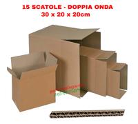 Set 15 pezzi Scatola in cartone avana per imballo 30x20x20 cm - Doppia Onda
