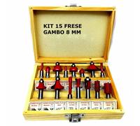 Kit da 15 Frese per Legno Gambo 8mm per Fresatrice a Pantografo Frese per Scanalature Legno Frese per Lavorazione Legno Frese per Bordi Cornici (Kit da 15 Pezzi Gambo 8mm)