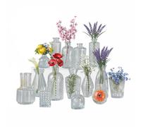Set 15 Vasetti in Vetro Trasparente per Fiori e Centrotavola Varie Forme e Misure