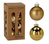 Set 16 Palline Albero Di Natale Oro In Vetro Soffiato 3,5cm Lucide E Satinate - Decorazioni Natalizie Eleganti Confezione Home Styling
