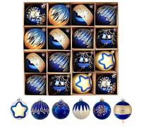 Set 16 Palline di Natale Elettroplaccate per in Plastica con Dettagli | Leggere e facili da appendere con design assortiti realizzate in plastica per uso ripetuto