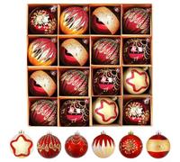 Set 16 Palline di Natale Elettroplaccate per in Plastica con Dettagli | Leggere e facili da appendere con design assortiti realizzate in plastica per uso ripetuto