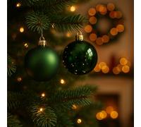 Set 16 Palline di Natale in Vetro con Finitura Lucida e Opaca Decorazioni Eleganti per Albero di Natale Colore Verde Pino Raffinate e Luminose 3,5cm - Varzi dal 1956