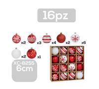 SET 16 PALLINE NATALIZIE DECORAZIONI 6 CM ADDOBBI PER ALBERO DI NATALE XC-8255