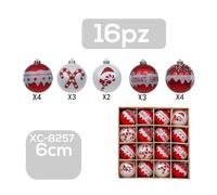 SET 16 PALLINE NATALIZIE DECORAZIONI 6 CM ADDOBBI PER ALBERO DI NATALE XC-8257