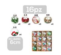 SET 16 PALLINE NATALIZIE DECORAZIONI 6 CM ADDOBBI PER ALBERO DI NATALE XC-8261