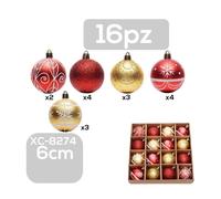 SET 16 PALLINE NATALIZIE DECORAZIONI 6 CM ADDOBBI PER ALBERO DI NATALE XC-8274