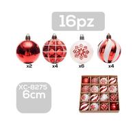 SET 16 PALLINE NATALIZIE DECORAZIONI 6 CM ADDOBBI PER ALBERO DI NATALE XC-8275