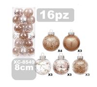 SET 16 PALLINE NATALIZIE DECORAZIONI 8 CM ADDOBBI PER ALBERO DI NATALE XC-8549