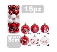 SET 16 PALLINE NATALIZIE DECORAZIONI 8 CM ADDOBBI PER ALBERO DI NATALE XC-8551