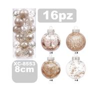 SET 16 PALLINE NATALIZIE DECORAZIONI 8 CM ADDOBBI PER ALBERO DI NATALE XC-8553