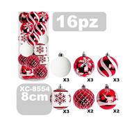 SET 16 PALLINE NATALIZIE DECORAZIONI 8 CM ADDOBBI PER ALBERO DI NATALE XC-8554