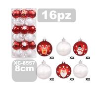 SET 16 PALLINE NATALIZIE DECORAZIONI 8 CM ADDOBBI PER ALBERO DI NATALE XC-8557