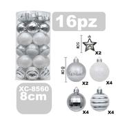 SET 16 PALLINE NATALIZIE DECORAZIONI 8 CM ADDOBBI PER ALBERO DI NATALE XC-8560