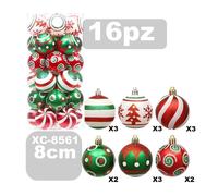SET 16 PALLINE NATALIZIE DECORAZIONI 8 CM ADDOBBI PER ALBERO DI NATALE XC-8561