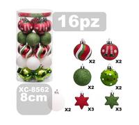 SET 16 PALLINE NATALIZIE DECORAZIONI 8 CM ADDOBBI PER ALBERO DI NATALE XC-8562