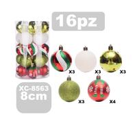 SET 16 PALLINE NATALIZIE DECORAZIONI 8 CM ADDOBBI PER ALBERO DI NATALE XC-8563